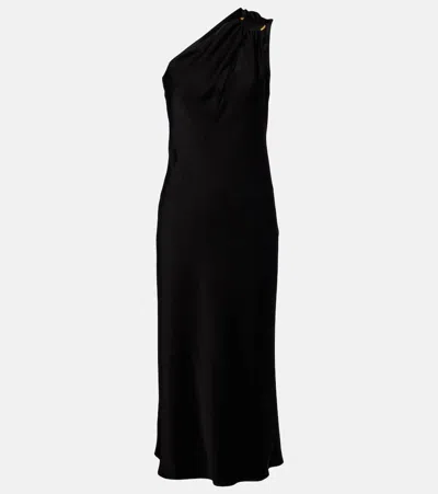 Max Mara Knitted Viscose One-shoulder Dress In Black