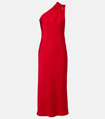Max Mara Entrata Satin Midi Dress In Red
