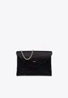 Max Mara Envelope Satin Clutch Bag In Black