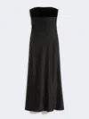 Max Mara Enver Satin And Velvet Bustier Dress In Black