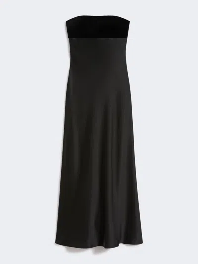 Max Mara Enver Satin And Velvet Bustier Dress In Black