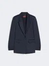 Max Mara Studio Silk-effect Single-breasted Jacket In Blue