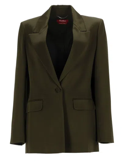 Max Mara Envers Satin Blazer In Green