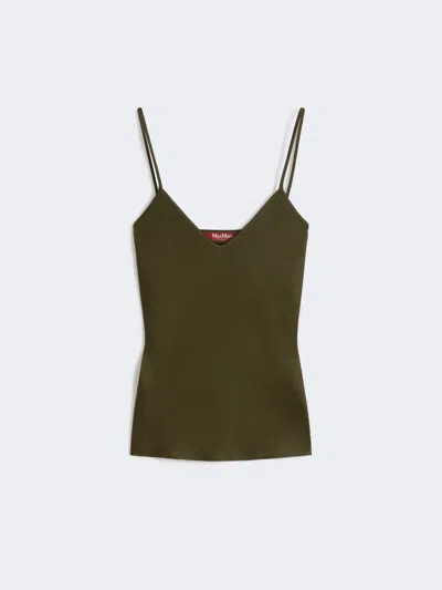 Max Mara Envers Satin Camisole Top In Green