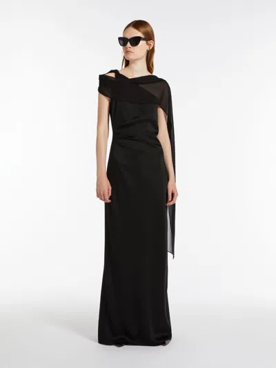Max Mara Envers Satin One-shoulder Dress In Black