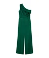 Max Mara Envers Satin One-shoulder Jumpsuit In Green
