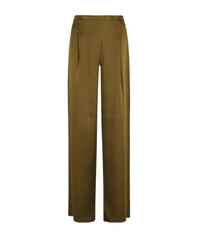 Max Mara Envers Satin Trousers In Green