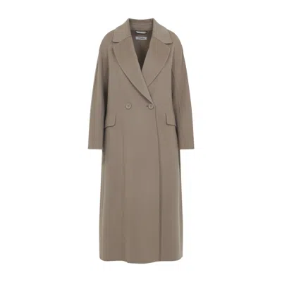 Max Mara Enzo Beige Virgin Wool Coat In Brown