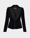 Max Mara Eolie Peak-lapel Velvet Tuxedo Jacket In Black