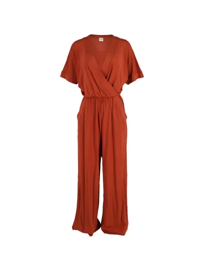 Pre-owned Max Mara Eolo V-neck Jumpsuit In Orange