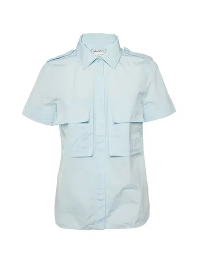 Pre-owned Max Mara Epaulette Short-sleeves Shirt In Blue