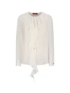 Max Mara Epoica Shirt With Ruffles Without Collar In White