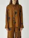 Max Mara Eraclea Silk Shirt With Floral Print In Brown