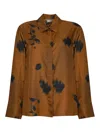 Max Mara Eraclea Silk Shirt With Floral Print In Brown
