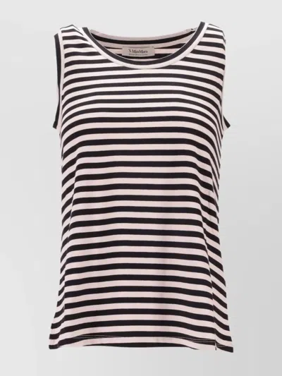 Max Mara Erbert Striped Sleeveless Round Neck Top In Multi