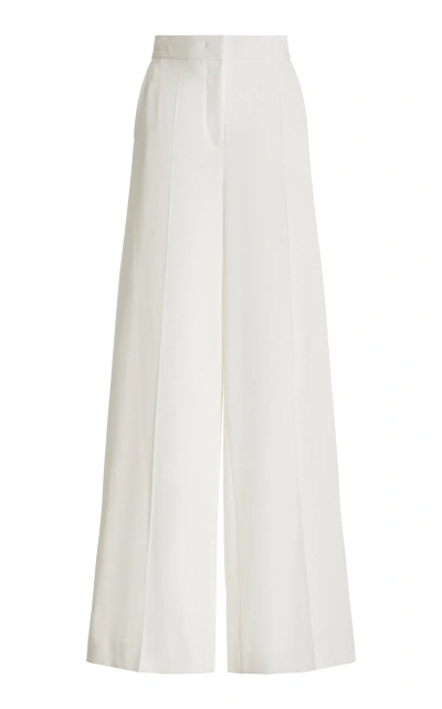 Max Mara Ercole Pleated Wide-leg Trousers In White