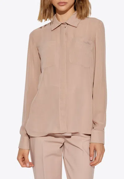 Max Mara Ercole Silk Long-sleeved Shirt In Pink