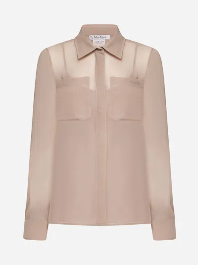 Max Mara Ercole Silk Shirt In Powder