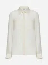 Max Mara Embroidered-pocket Silk Shirt In Vanilla