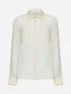 Max Mara Embroidered-pocket Silk Shirt In Vanilla