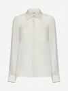 Max Mara Embroidered-pocket Silk Shirt In Vanilla