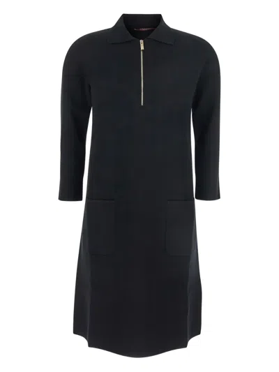 Max Mara Ere Half-zip Fastening Dress In Black
