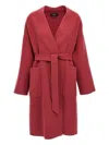 Max Mara Eris Belted Coat In Red