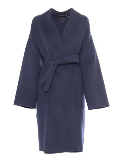 Max Mara Eris Navy Coat In Blue