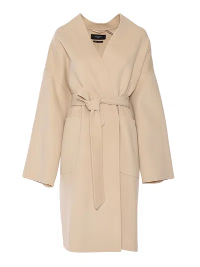 Max Mara Eris Sand Coat In Beige