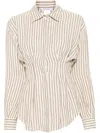 Max Mara Eritrea Striped Linen Shirt In White