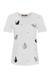 Max Mara Ernesta Cotton T-shirt With Print And Glitter In White