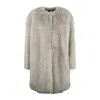 Max Mara Eros Faux Fur Jacket In Gray