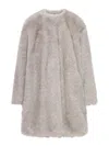Max Mara Fur Round-neck Coat In Gray