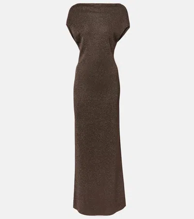 Max Mara Eschimo Pen-back Maxi Dress In Brown