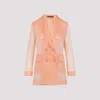 Max Mara Silk Organza Double-breasted Blazer In Pink
