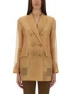 Max Mara Sheer Fabric Jacket Button Cuffs In Neutral