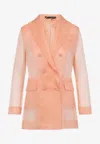 Max Mara Silk Organza Double-breasted Blazer In Pink
