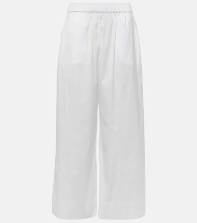 Max Mara Esperia Cotton-blend Wide-leg Trousers In White