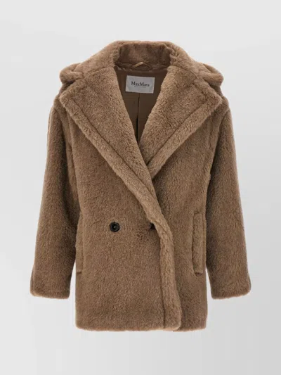 Max Mara 'espero' Double-breasted Faux Fur Jacket In Sand