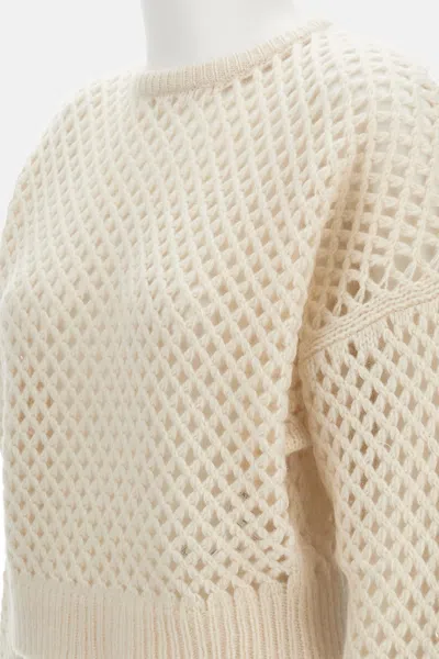 Max Mara Essen Perforated Cashmere Sweater In White