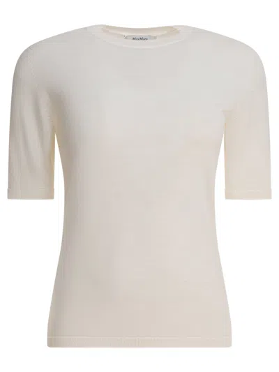 Max Mara Essential Slim Fit Short Sleeve Sweater In White