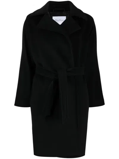 Max Mara Estella Virgin Wool-blend Belted Coat In Black