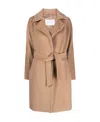 Max Mara Estella Virgin Wool Blend Belted Coat In Brown