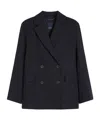 Max Mara Double-breasted Wool Crepe Blazer In Blue