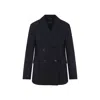 Max Mara Double-breasted Tailored Black Wool Jacket In Blue
