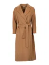 Max Mara Pauline Belted Double Face Virgin Wool Wrap Coat In Beige