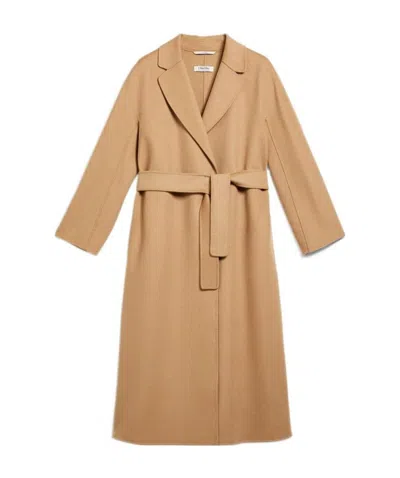 Max Mara Esturia Strap-lined Long Wool Coat In Brown
