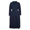 Max Mara Lapel Long-sleeved Belted Coat In Blue