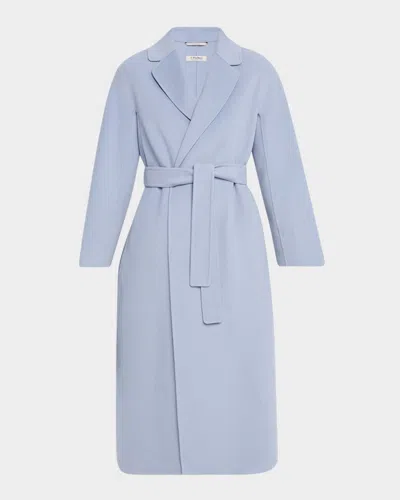 Max Mara Esturia Wool Belted Wrap Coat In Blue