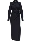 Max Mara Cotton Dress With Cut-out Design And Ruched Detail In Black